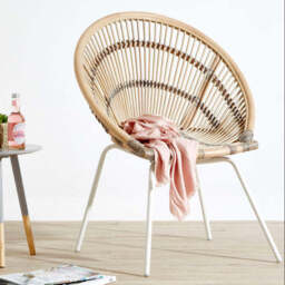 White Washed Natural Rattan Chair - Lagom - thumbnail 1
