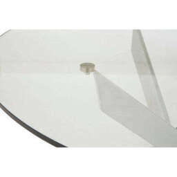 Round Clear Tempered Glass Dining Table with Intersecting Chrome Stainless Steel Legs, Allure - thumbnail 5