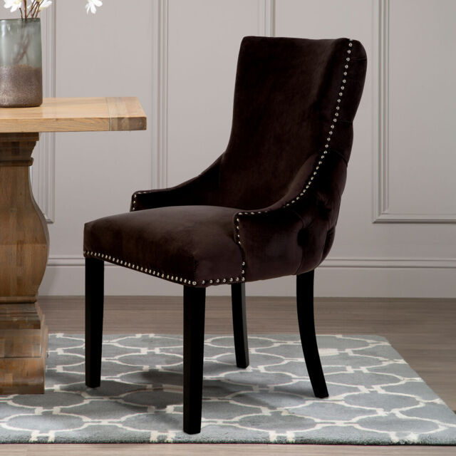 Kensington Townhouse Grey Velvet Button Tufted Dining Chair - image 1