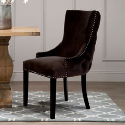 Kensington Townhouse Grey Velvet Button Tufted Dining Chair - thumbnail 1