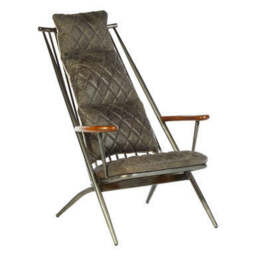 Hoxton Grey Leather Quilted High Back Chair - thumbnail 2