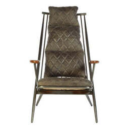 Hoxton Grey Leather Quilted High Back Chair - thumbnail 1