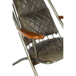 Hoxton Grey Leather Quilted High Back Chair - thumbnail 6