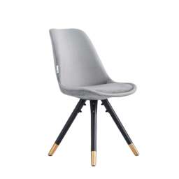 Sofia Velvet Dining Chair with Metal Legs - Retro Scandinavian Style - Light Grey / Single