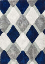 3D Navy Geometric Shaggy Rug - 160X230 cm