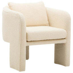 Ozzero Ivory Boucle Fabric Curved Armchair - thumbnail 4