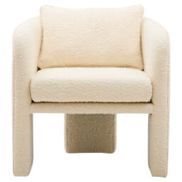 Ozzero Ivory Boucle Fabric Curved Armchair - thumbnail 2