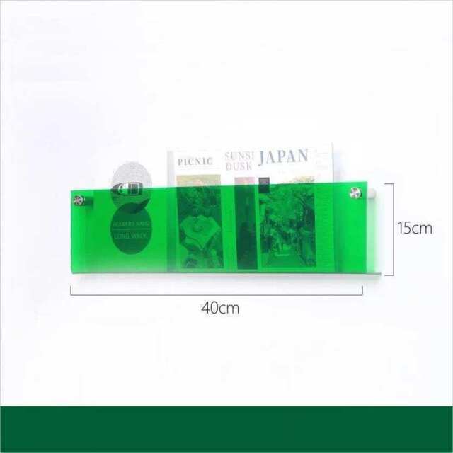 Floating Acrylic Magazine Holder - Green 40x15x5 cm