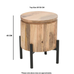 York Solid Wood Bedside Table with Metal Legs - thumbnail 6