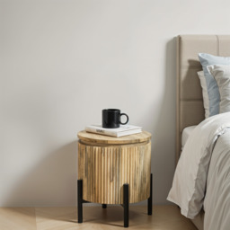 York Solid Wood Bedside Table with Metal Legs - thumbnail 5