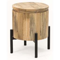 York Solid Wood Bedside Table with Metal Legs - thumbnail 2