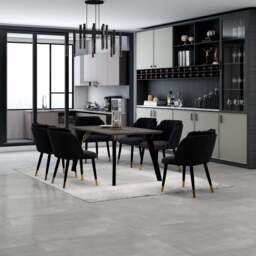 Milano Cosmo LUX Dining Set - a Black DAining Table & 6 Dining Chairs with Gold End Caps - thumbnail 2