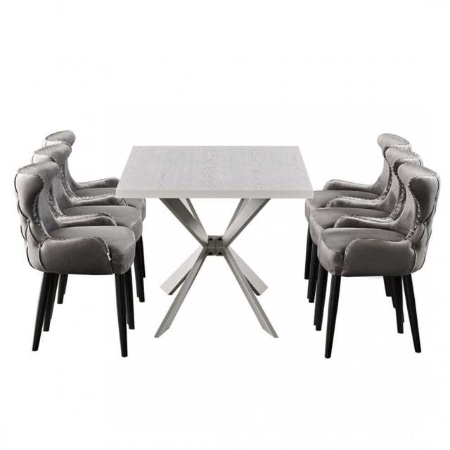 Oxford Duke LUXWhite  Dining Set with White Table and 6 Dining Chairs - image 1