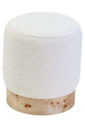 Mota Burl Wood And Cream Boucle Round Stool - thumbnail 3