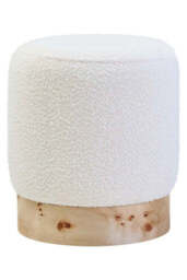 Mota Burl Wood And Cream Boucle Round Stool - thumbnail 2