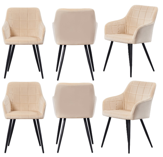 Camden Velvet Dining Chair - cream / Set of 6