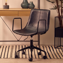 Branson Black Leather Effect Home Office Chair - thumbnail 1