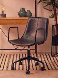 Branson Black Leather Effect Home Office Chair - thumbnail 6