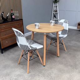 Patchwork Halo Dining Table Set - Set of 2 Black and White Patchwork Retro Tower Chairs & a Halo Dining Table - thumbnail 1