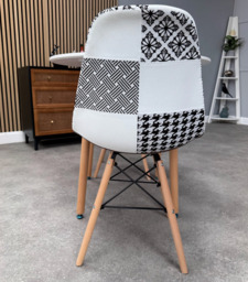 Patchwork Halo Dining Table Set - Set of 2 Black and White Patchwork Retro Tower Chairs & a Halo Dining Table - thumbnail 5