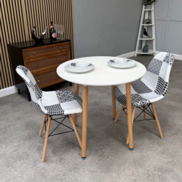 Patchwork Halo Dining Table Set - Set of 2 Black and White Patchwork Retro Tower Chairs & a Halo Dining Table - thumbnail 3