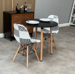 Patchwork Halo Dining Table Set - Set of 2 Black and White Patchwork Retro Tower Chairs & a Halo Dining Table - thumbnail 6