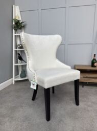 Mayfair Velvet Dining Chair - Cream - thumbnail 1