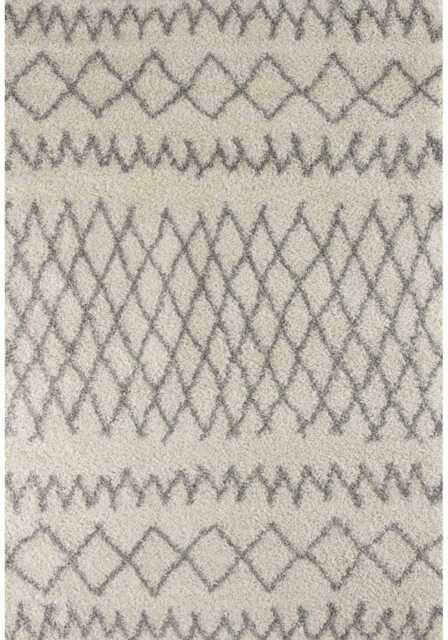 Moroccan Ivory Grey Shaggy Rug - 900 - image 1
