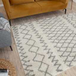Moroccan Ivory Grey Shaggy Rug - 900 - thumbnail 6