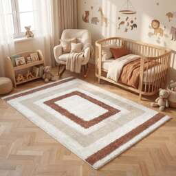 Moodi Shaggy Cream/Terra Slatefern Rug - thumbnail 2
