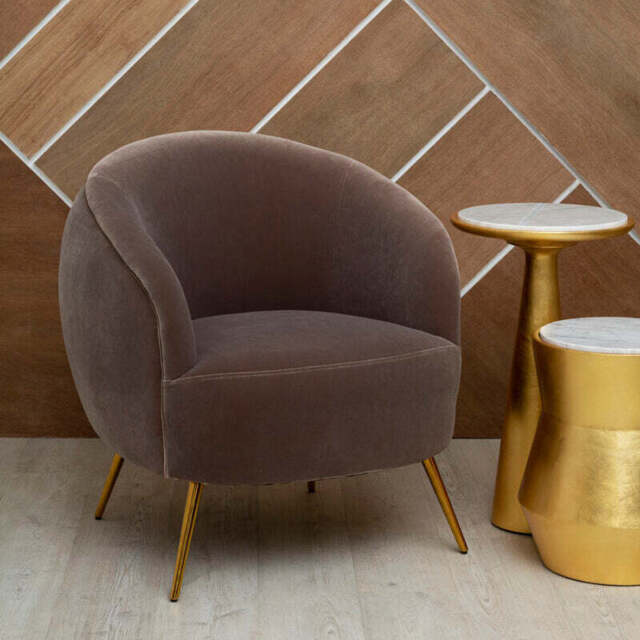 Manhattan Mink Velvet Curved Accent Chair - image 1