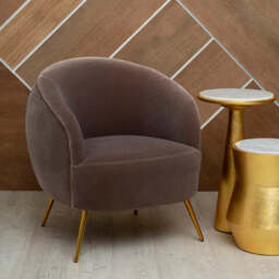 Manhattan Mink Velvet Curved Accent Chair - thumbnail 1