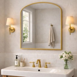 Yoko - Gold Metal Gentle Arch Mirror - 120cm x 95cm - thumbnail 3