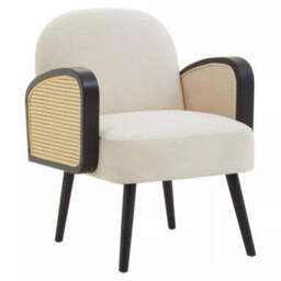 Hala Cream Velvet and Rattan Armchair - thumbnail 3