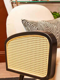 Hala Cream Velvet and Rattan Armchair - thumbnail 6