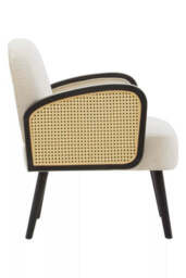 Hala Cream Velvet and Rattan Armchair - thumbnail 4