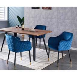 Verona Rocco LUX Dining Set - Blue / Set Of 4 / Oak