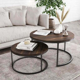 Teburu Coffee Table - Wooden (D60/H45) - thumbnail 1