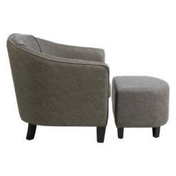 Derby Grey Faux Leather Tub Chair With Footstool - thumbnail 4