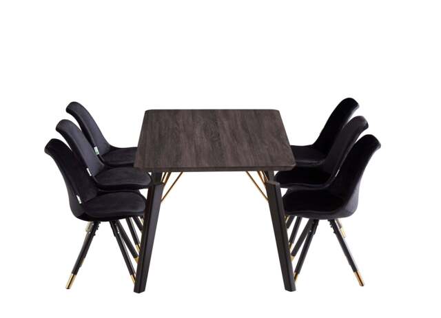 Sofia Cosmo Black LUX Dining Set with 6 Velvet Chairs - image 1
