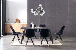 Sofia Cosmo Black LUX Dining Set with 6 Velvet Chairs - thumbnail 2