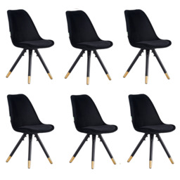 Sofia Cosmo Black LUX Dining Set with 6 Velvet Chairs - thumbnail 4