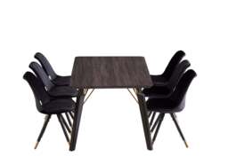 Sofia Cosmo Black LUX Dining Set with 6 Velvet Chairs
