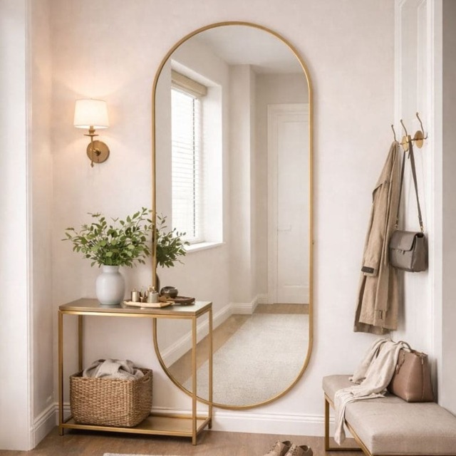 Emi - Full Length Gold Metal Runway Oval Mirror - 180cm x 80cm - image 1