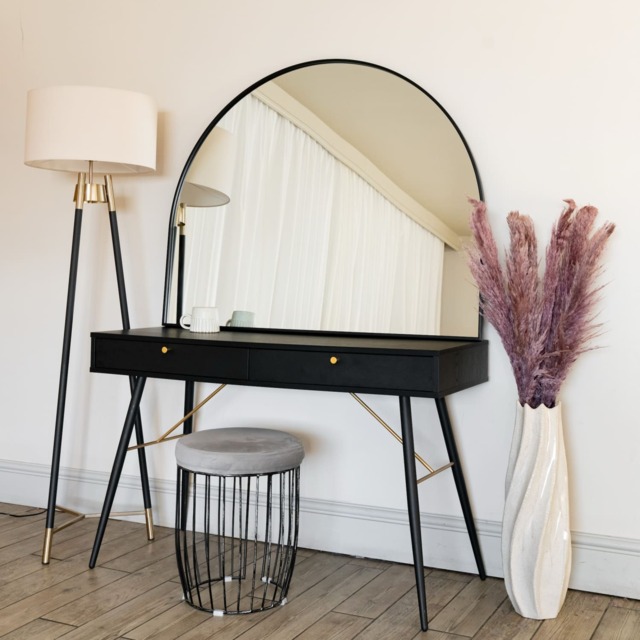 Akiko - Black Metal Arched Mirror - 95cm x 120cm - image 1