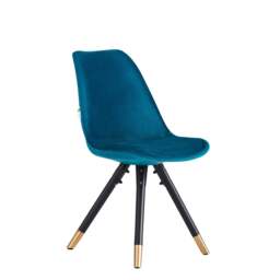 Sofia Velvet Dining Chair with Metal Legs - Retro Scandinavian Style - Blue / Single