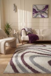 Moodi Shaggy Grey/Purple Smokeberry Rug - thumbnail 2