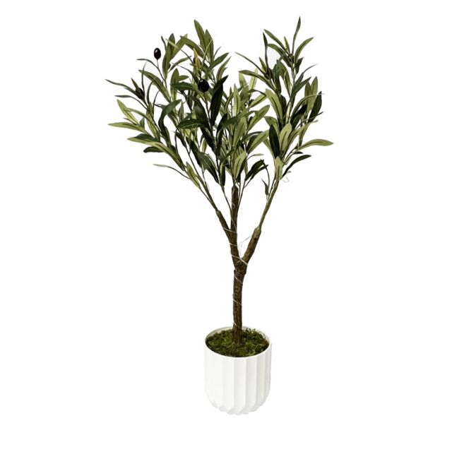 Home Stories Pre Lit Potted Faux Olive Tree with LED Ligths