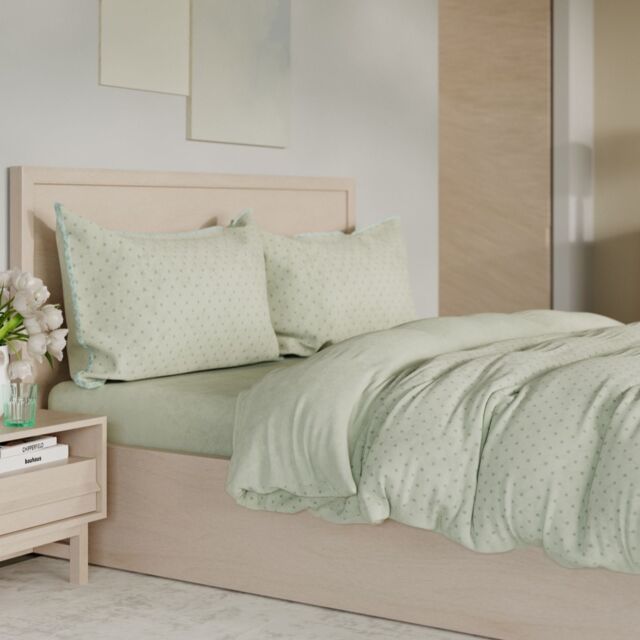 Cozee Home Small Spot Velvetsoft 4 Piece Duvet Set w/ Contrast Trim