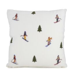 Cozee Home Fleece Cushion with Ski Embroidery